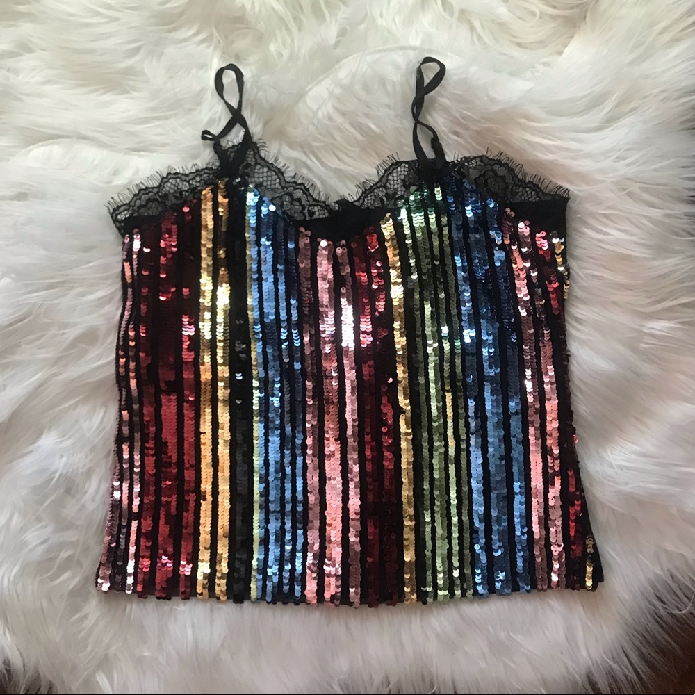 Amazing Sequin Rainbow Stripped Blouse!!
